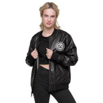 GO CROWN Leather Bomber Jacket
