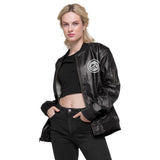 GO CROWN Leather Bomber Jacket