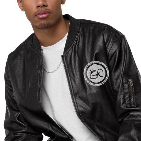GO CROWN Leather Bomber Jacket